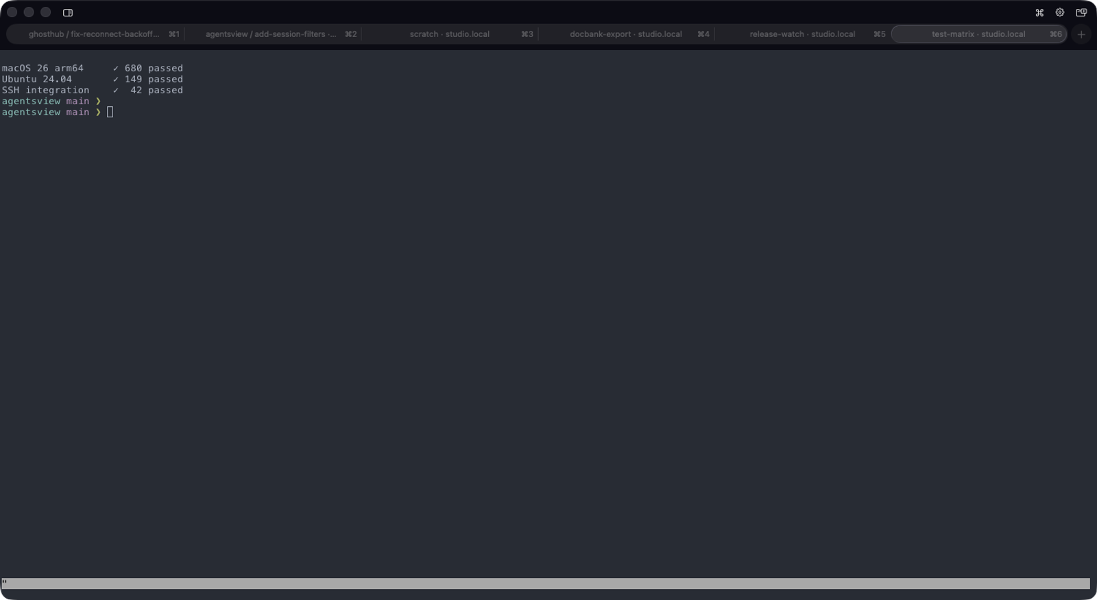 Ghosthub window with numbered native tabs